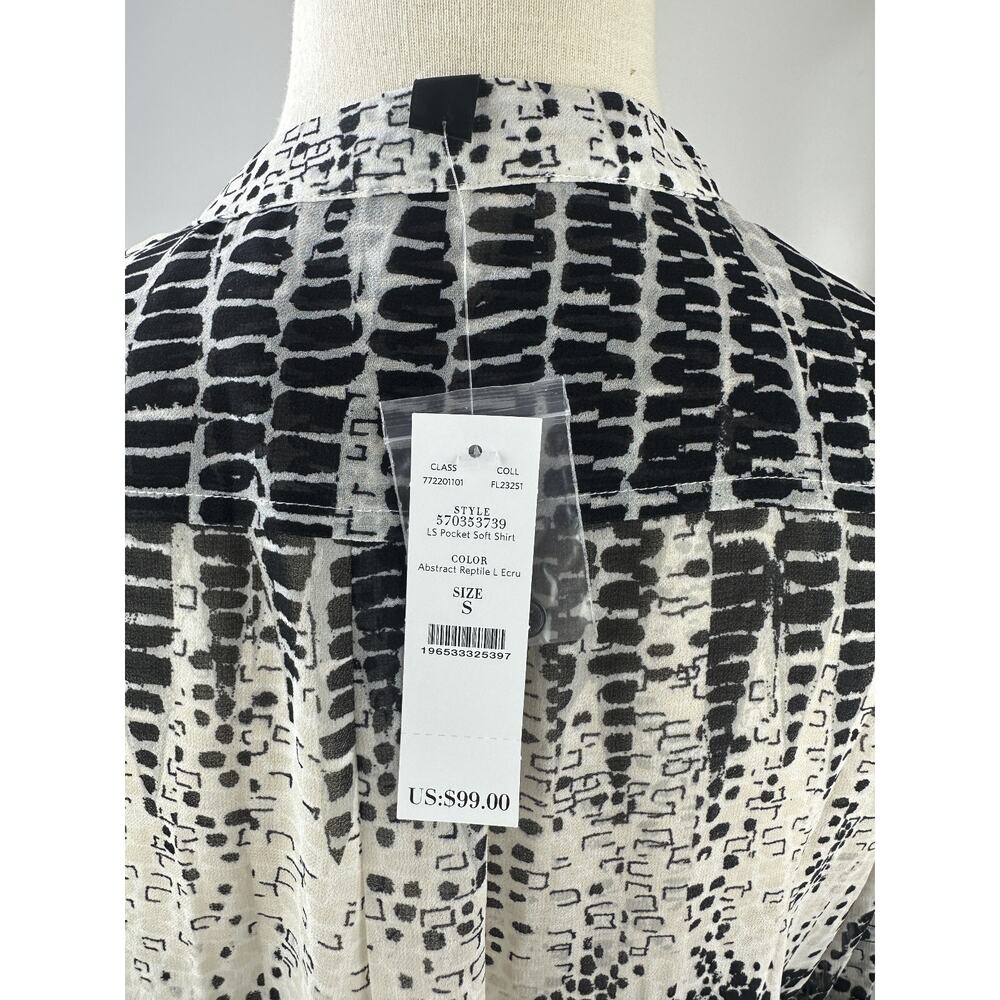 NWT White House Black Market Long Sleeve Soft Shirt Abstract Reptile WHBM Small - Picture 10 of 16